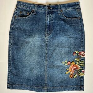 Vintage Embroidered Jean Skirt